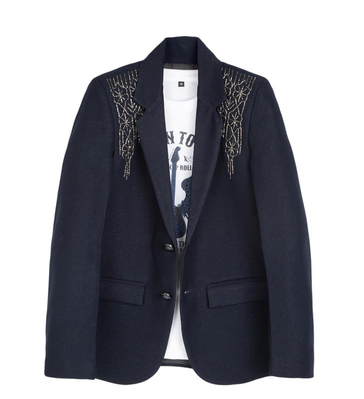 CHARCHIT Boys Regular Fit Handwork Blazer and T-Shirt in Navy - Image 1