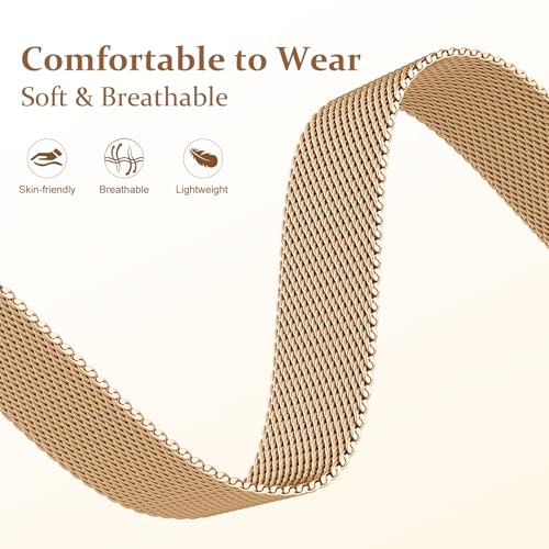 Dirrelo Metal Bands Compatible for Samsung Galaxy Watch 8, Galaxy Watch 8 Classic Smartwatch for Women Men, Solid Stainless Steel Adjustable Strap Replacement Wristband Breathable Watch 8 Classic, Rose Gold - Image 3