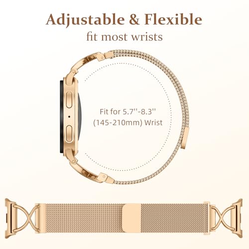 Dirrelo Metal Bands Compatible for Samsung Galaxy Watch 8, Galaxy Watch 8 Classic Smartwatch for Women Men, Solid Stainless Steel Adjustable Strap Replacement Wristband Breathable Watch 8 Classic, Rose Gold - Image 5