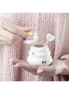 Kate Aspen Kate Aspen Sweet as Can Bee Ceramic Mini Honey Pot with Wooden Honey Dipper (3.4 oz) Honey Jar, Bee Decor, White/Yellow (23261WT)  - Image 4