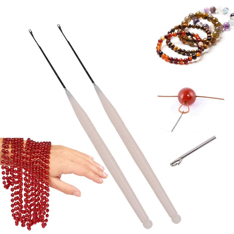 Jasol 2pics Beading Needles, Jewelry Crochet Beads, Three-Way Crochet Hook​ Tools, Threading String Needles for Bracelet Jewelry Making Lock Type - Image 1