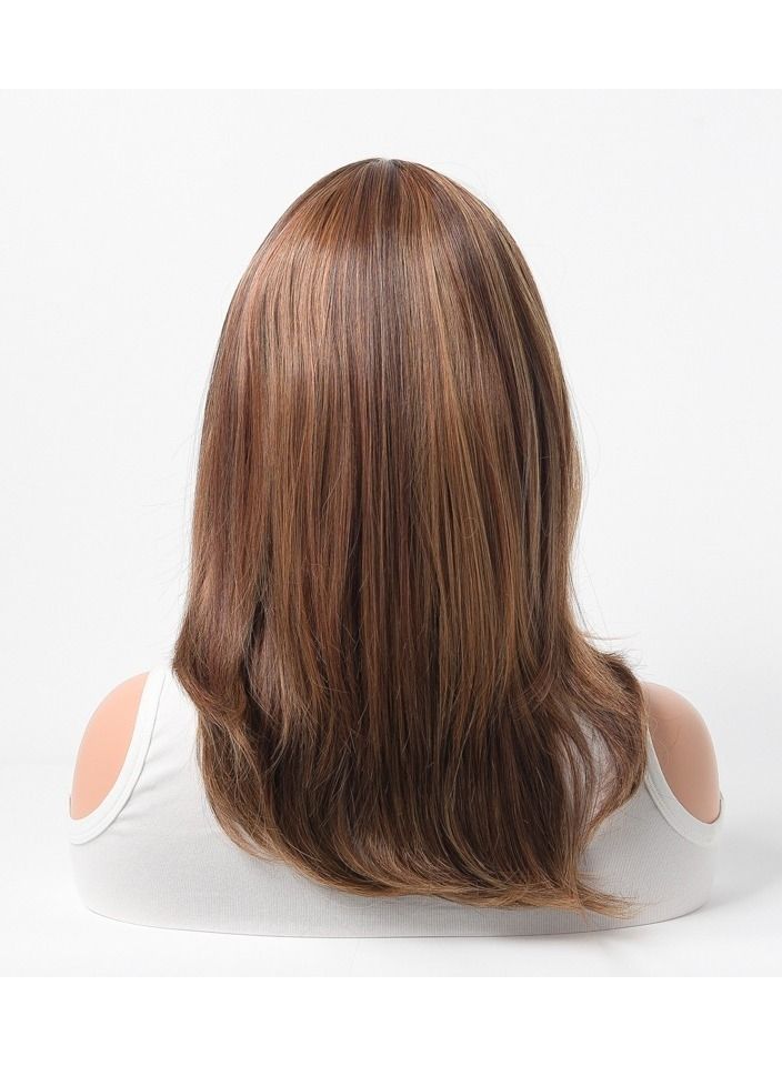 إستيل شعر مستعار كامل للباروكة الاصطناعية مقاومة للحرارة شعر مستعار طبيعي طويل مستقيم مع الانفجارات سيدة الألياف باروكة أنيقة شقراء داكنة - Image 4