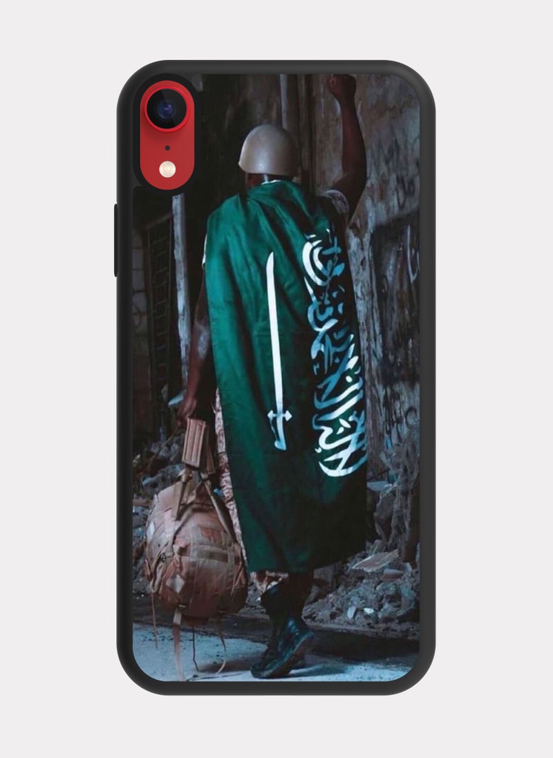 PXLAAT iPhone XR case cover Saudi Soldier with Flag - Image 1