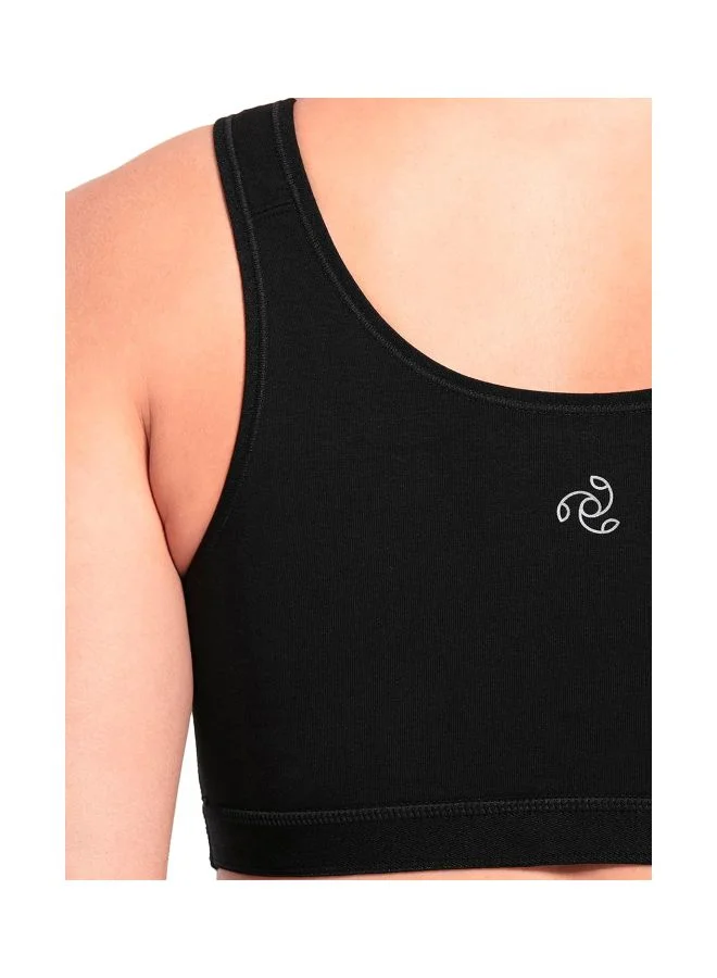 Jockey BLACK 1376 Women Wire free Non Padded Super Combed Cotton Elastane Stretch Full Coverage Slip On Active Bra with Wider Straps and Moisture Move Treatment for Women | Best Price UAE