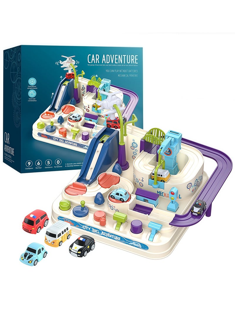 Kids Car Adventure Toy, City Rescue Preschool Educational Toy Vehicle, Race Tracks Toy for Boys and Girls, Car Adventure Toys Gifts for Age 2-6, Educational Toys for Toddlers,Cars Race Track Toys wi  - Image 1