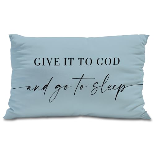 Knibeo Give It to God and Go to Sleep, Decorative Pillows Cover for Bed, Throw Pillows Cover for Bed,12x20 Inch Pillow Case,Decorative Bed Pillows Cover for Bedroom Room (12x20, Wathet) - Image 1