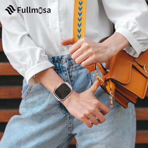 Fullmosa Leather Bands Compatible with Apple Watch Band 41mm 40mm 38mm 42mm 44mm 45mm 46mm 49mm Women Men for iWatch Series 11/10/9/8/7/6/5/4/3/2/1,Ultra3/2/1,SE3/2/1, 42mm 41mm 40mm 38mm, White/Silver - Image 5