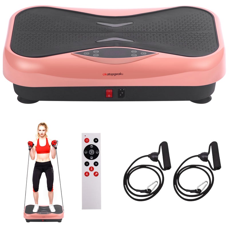 OKATOPGEAKO Vibration Plate Exercise Machine, Vibrating Plate Fitness Platform with Remote Control â€“ Portable Vibration Plates for Lymphatic Drainage, Weight Loss, Toning, Recovery & Home Workouts (SD-0880-PINK) - Image 1