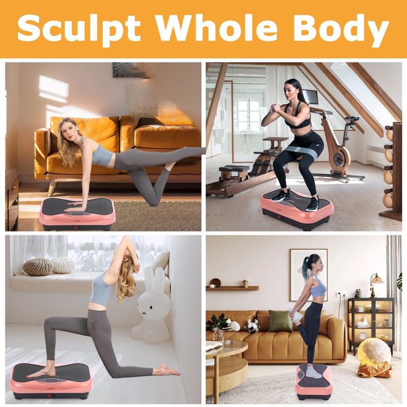 OKATOPGEAKO Vibration Plate Exercise Machine, Vibrating Plate Fitness Platform with Remote Control â€“ Portable Vibration Plates for Lymphatic Drainage, Weight Loss, Toning, Recovery & Home Workouts (SD-0880-PINK) - Image 3