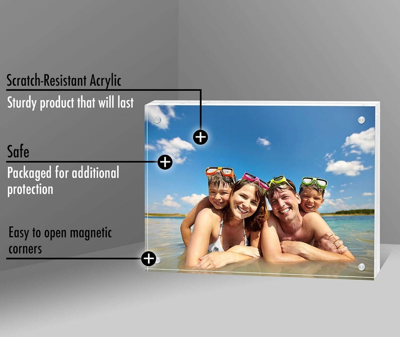 إطار صورة أكريليك من Americanflat مقاس 6x8 - مقاوم للخدش بزوايا مغناطيسية وقائم بذاته لسطح الطاولة، شفاف - Image 2