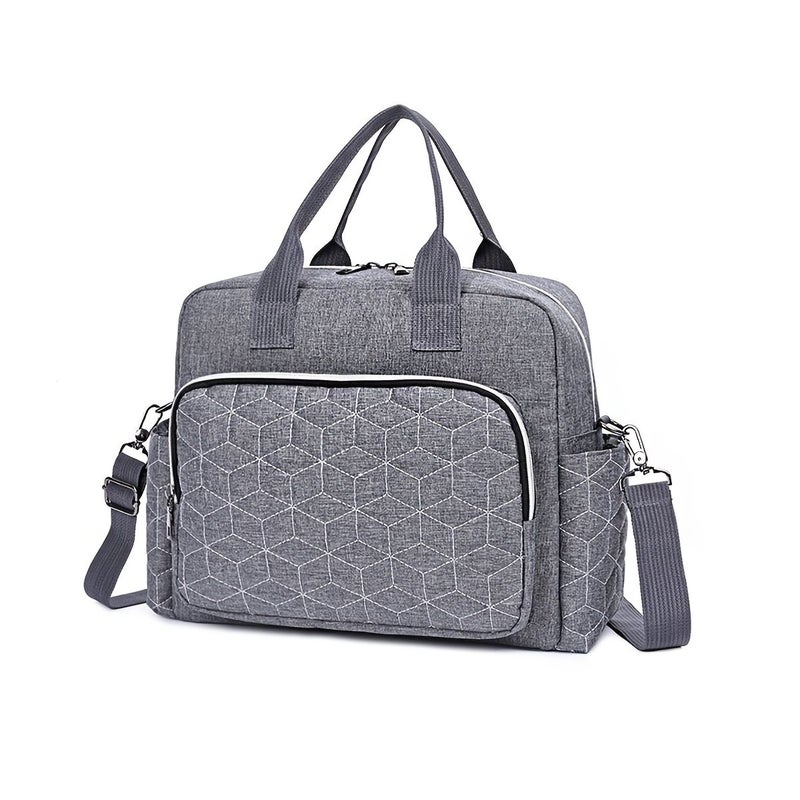 Navy Blue Diamond Quilted Crossbody Mummy Bag Large Capacity Travel Portable Mommy Bag - Image 3