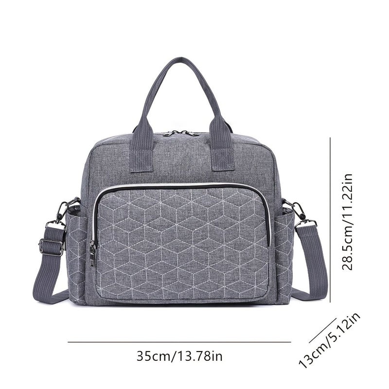 Navy Blue Diamond Quilted Crossbody Mummy Bag Large Capacity Travel Portable Mommy Bag - Image 2