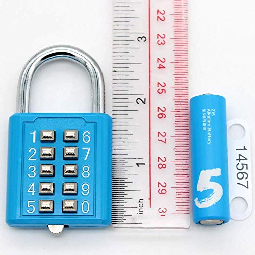 TEMEILI MIONI 10 Digit Push Button Combination Padlock, 5 Digit Locking Mechanism,Blue (2 Blue) - Image 3
