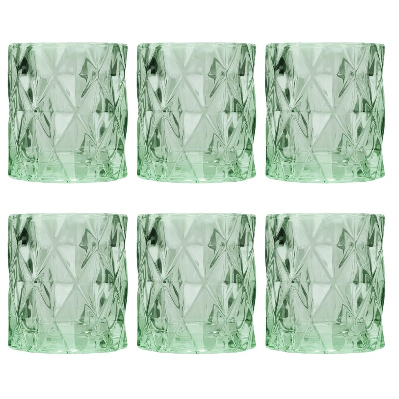 Koyal Wholesale Mint Green Candle Holder Modern Multifaceted 3 Inch Glass Candle Holder Set of 6 Votive Candle Holders Wedding Decor Bridal Shower Decorations Easter Brunch Tealight Holder