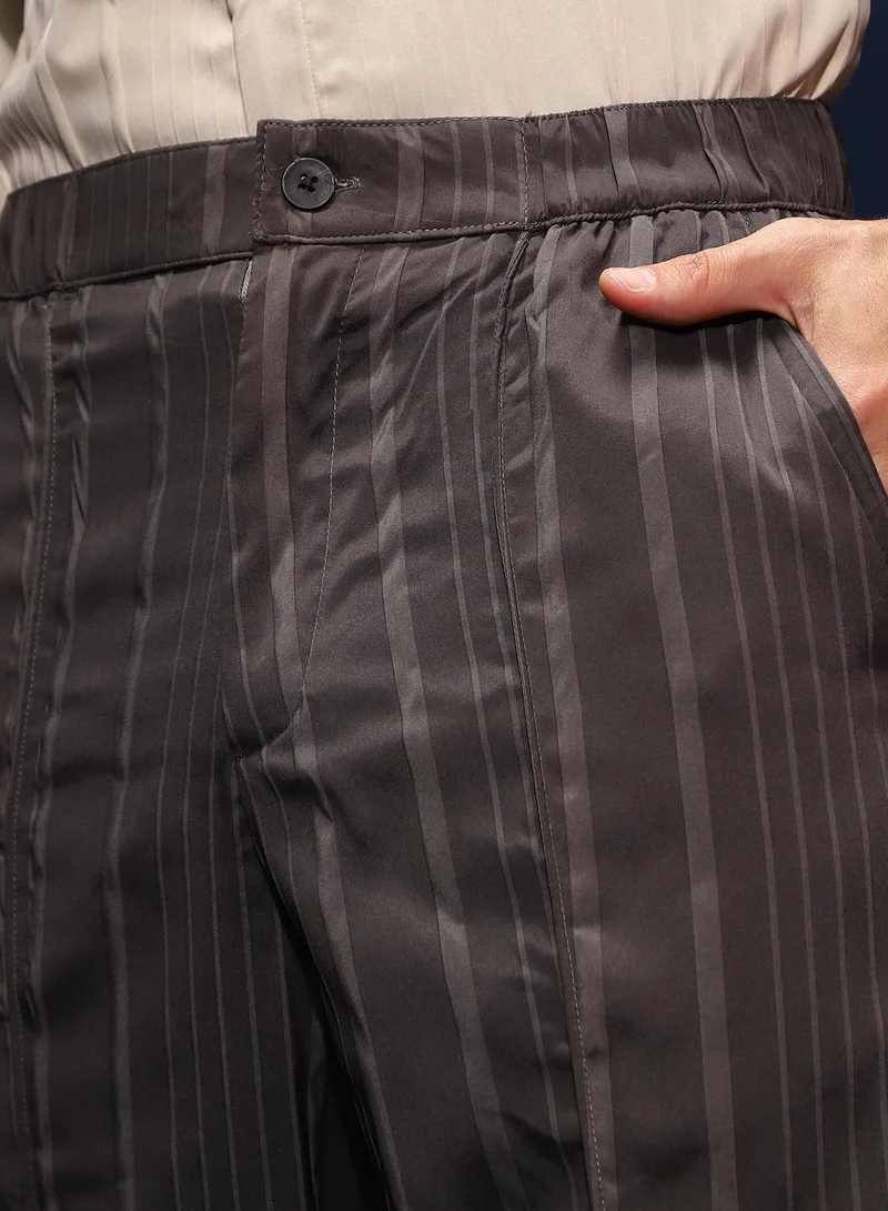 Campus Sutra Lightweight - Unbalanced-Ridge Straight Trousers