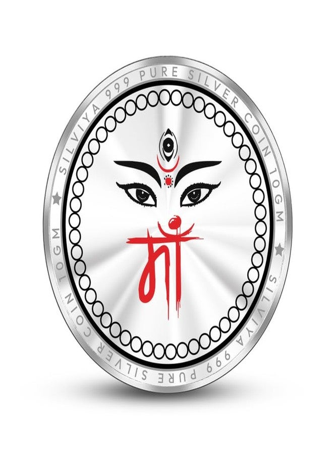 Silviya BIS Hallmarked Mata Vaishno Devi 999 Pure Silver Coin (10 Gram) Round Shape: Hindu Goddess - Vaishno Devi Shrine - Katra Pilgrimage - Religious Gift - Image 3