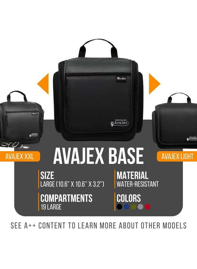AvaJex Travel Toiletry Bag for Men and Women - Large Hanging Toiletry Organizer - Waterproof Hygiene Bag with Metal XXL Swivel Hook, YKK Zippers and 19 Compartments for Toiletries, Makeup, Cosmetics - Image 2