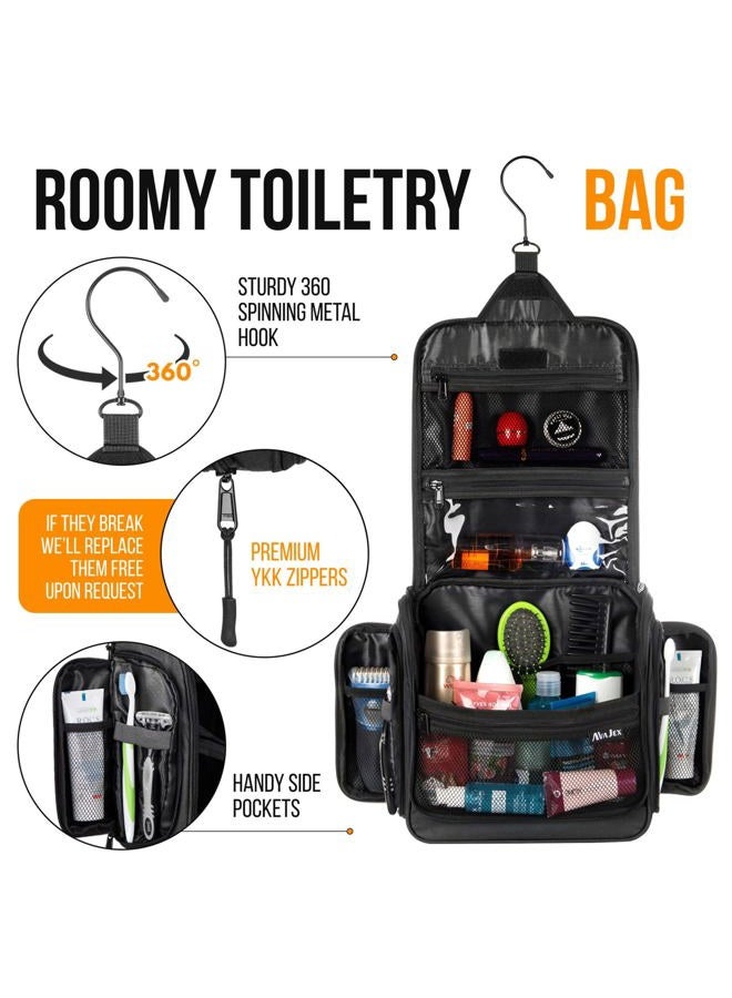 AvaJex Travel Toiletry Bag for Men and Women - Large Hanging Toiletry Organizer - Waterproof Hygiene Bag with Metal XXL Swivel Hook, YKK Zippers and 19 Compartments for Toiletries, Makeup, Cosmetics - Image 5