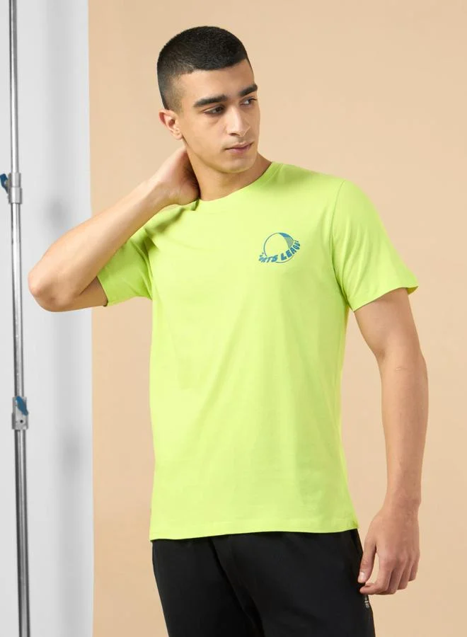 Cult Men Yellow Graphci Print Short Sleeve T-Shirt