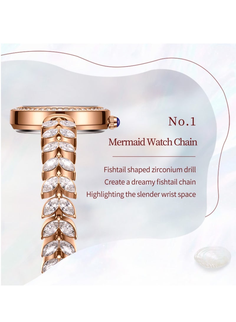 أوليفز ساعات OLEVS 9971 النسائية الأنيقة والعصرية ساعة يد أصلية مقاومة للماء بحزام عظم السمك وعقارب مضيئة وإطار من الماس - Image 5