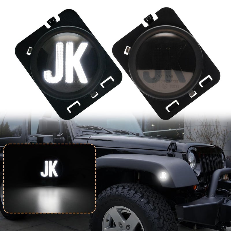 Aexploer Side Marker Lights Compatible with Wrangler JK 20072018 Front Fender Full LED Lights2024 NEWFavorite of OffRoad Enthusiasts Smoked Lens White Lights