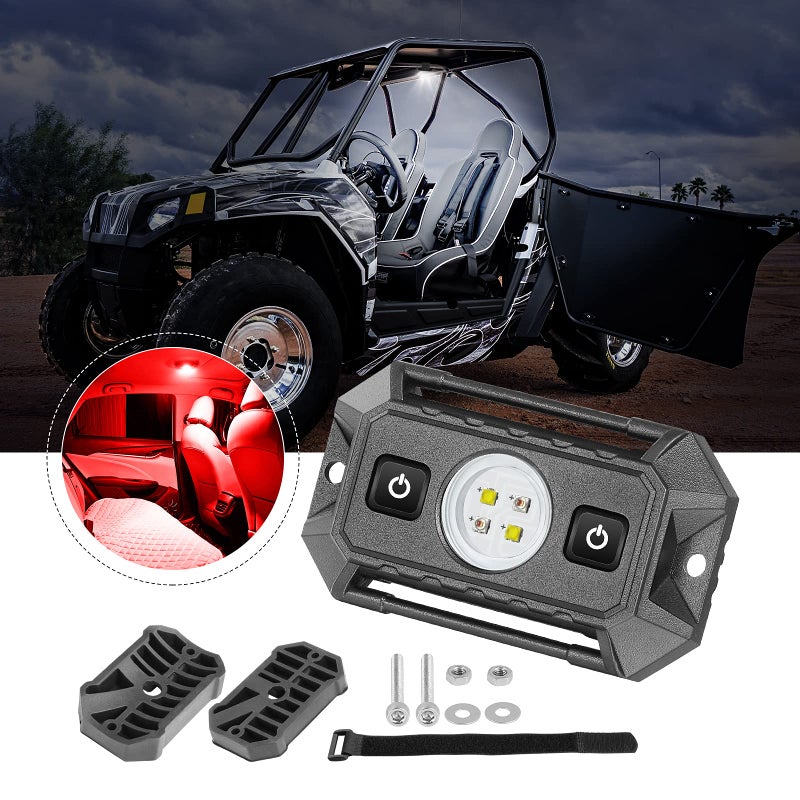 LTEODCHEW LED UTV Dome Light Red White IP68 Waterproof Aluminum Car Interior Light WSwitch Roll Cage Bar Courtesy Work Lights for UTV Polaris RZR Ranger Truck RV CanAm X3 ATV