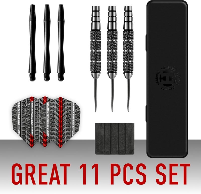 Harrows Black Jack Darts Set - 18g Stainless Steel Tip Darts with Speedline Shafts and Supergrip Flights - Image 2
