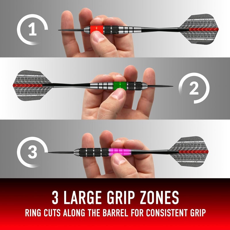 Harrows Black Jack Darts Set - 18g Stainless Steel Tip Darts with Speedline Shafts and Supergrip Flights - Image 3