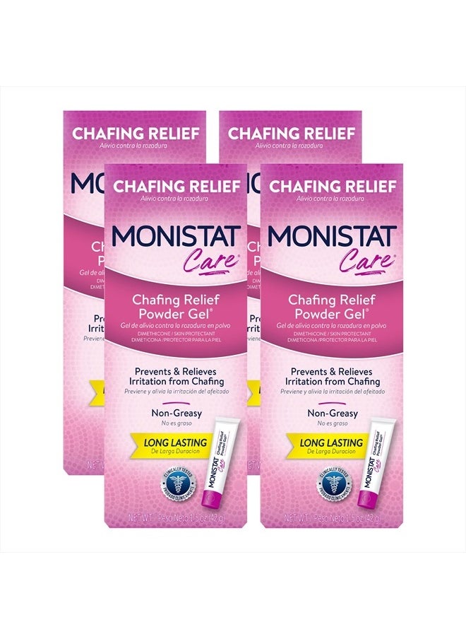 Monistat Chafing Relief Powder Gel, Anti-Chafe Protection, Fragrance Free Chafing Gel, 1.5 Oz, 4 Pack  - Image 1