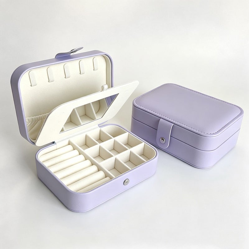 Travel-Friendly PU Leather Jewelry Box - Compact, Dustproof, Scratch-Resistant Organizer for Rings, Earrings, and Lipstick