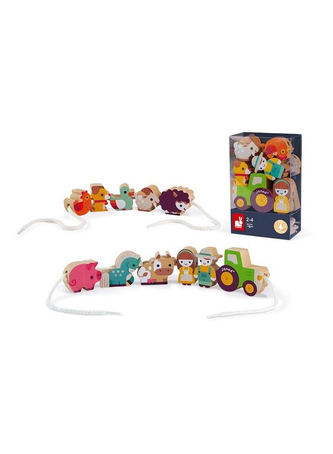 Janod Stringable Farmthemed Wooden Beads 11 Pieces Ages 2+ J05315 - Image 1