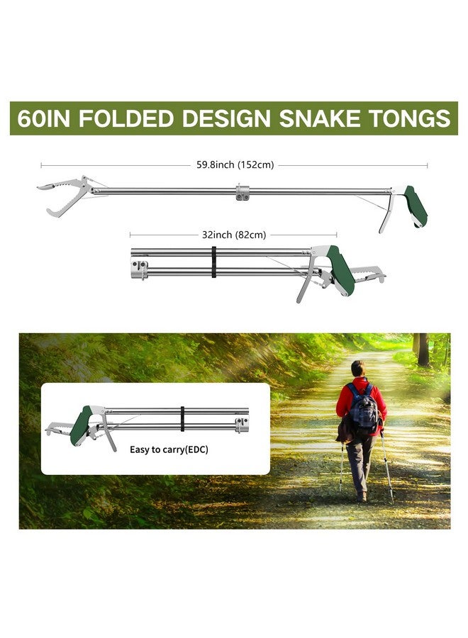 GYORGKSHI 60“ Snake Tongs Collapsible Grabber, Professional Reptile Snake Catcher Wide Jaw Handling Tool, Stainless Steel Snake Hook - Image 2