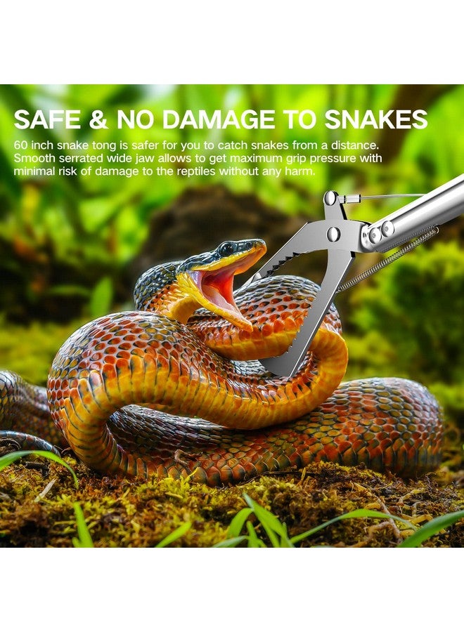 GYORGKSHI 60“ Snake Tongs Collapsible Grabber, Professional Reptile Snake Catcher Wide Jaw Handling Tool, Stainless Steel Snake Hook - Image 3