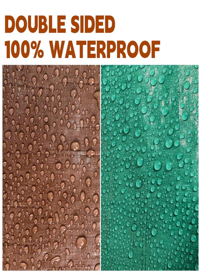 MVPNET Tarp 8x10 ft 100% Waterproof 7mil Durable Grommets and Reinforced Edges,Uv Resistant,Green/Brown Tarp,Emergency Rain Shelter,Outdoor Cover and Camping Use - - Image 3