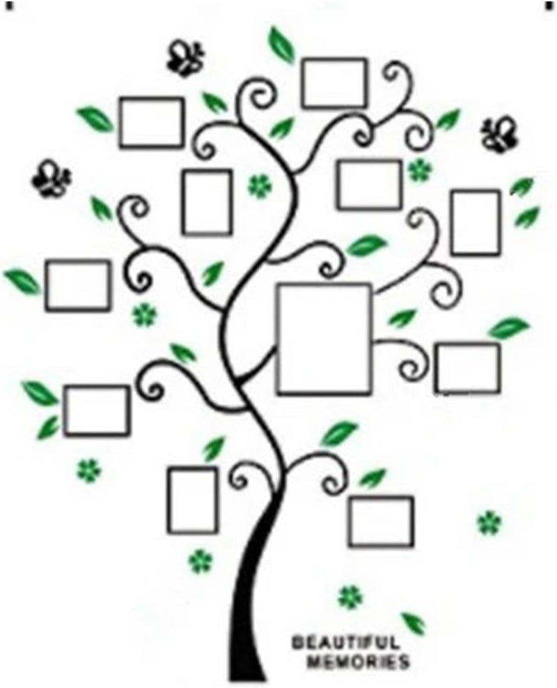 3D Home Decor Photo Frame Wall Sticker Mirror Acrylic Family PhotoTree Stickers for Living Room Tv Backdrop Art Wallpaper(006-Green) - Image 1