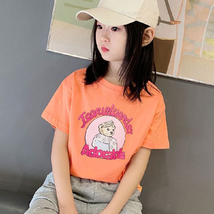 Girls' Pure Cotton T-Shirt Summer Short-Sleeve 2026 New Stylish And Trendy Top For Older Children Children'S Clothing Trendy - Image 1