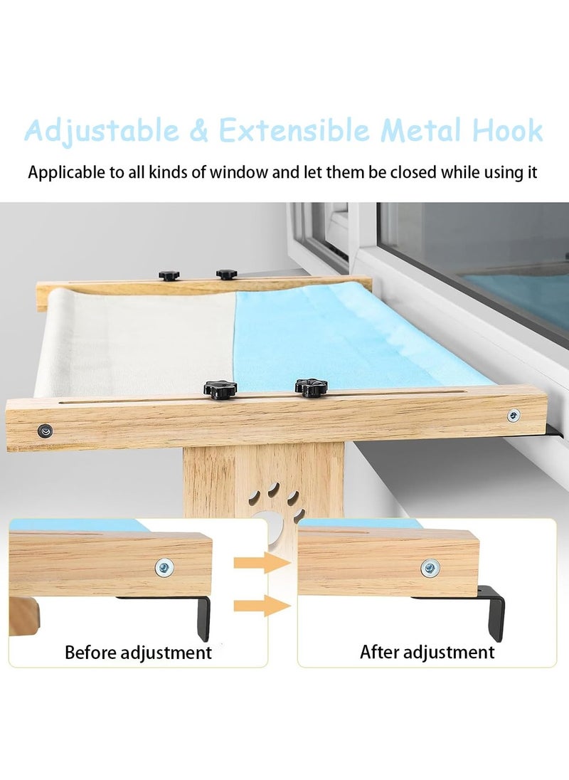 Arabest - Cat Bed, Cat Window Perch, no Drill Wood Cat Window Hammock for Indoor Cats, Easy to Adjust & Assemble Large Cat Bed Seat, for Windowsill, Bedside, Cabinet, Drawer and Floor - Image 1