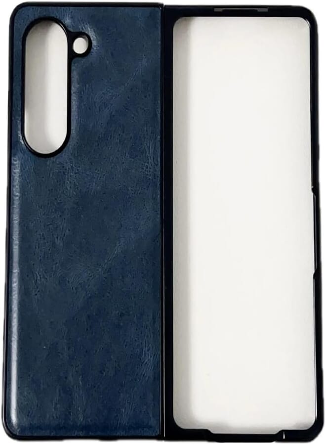 Next Next Store Compatible with Samsung Galaxy Z Fold 4 Premium Leather Case Stylish Design - Slim, Anti-Slip, Scratch Resistant, Full Body Shockproof Protection (Navy)