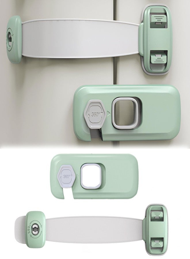 Bembika Furniture Safety Locks for Kids, Child Safety Lock for Fridge, Drawers, Cupboard, Cabinet, Window Safety for Baby and Toddlers Multi Utility Lock and Buckle Lock Combo Green - 2Pcs - Image 1