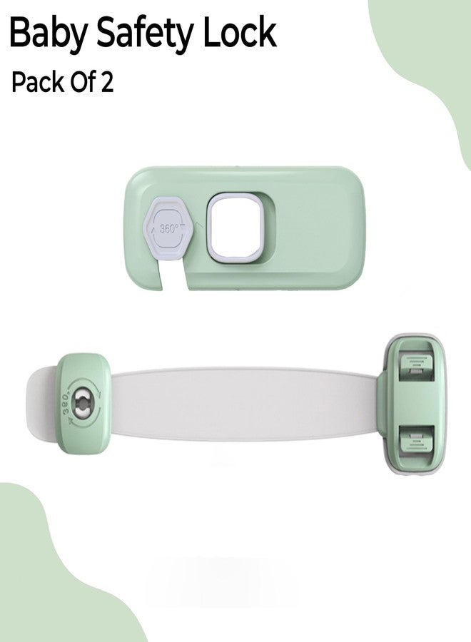 Bembika Furniture Safety Locks for Kids, Child Safety Lock for Fridge, Drawers, Cupboard, Cabinet, Window Safety for Baby and Toddlers Multi Utility Lock and Buckle Lock Combo Green - 2Pcs - Image 2