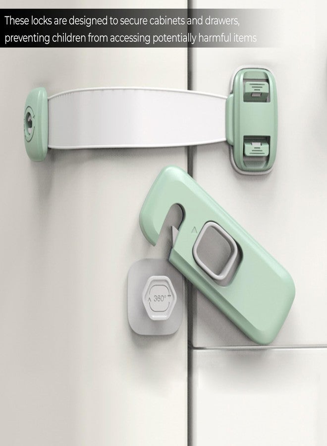 Bembika Furniture Safety Locks for Kids, Child Safety Lock for Fridge, Drawers, Cupboard, Cabinet, Window Safety for Baby and Toddlers Multi Utility Lock and Buckle Lock Combo Green - 2Pcs - Image 3
