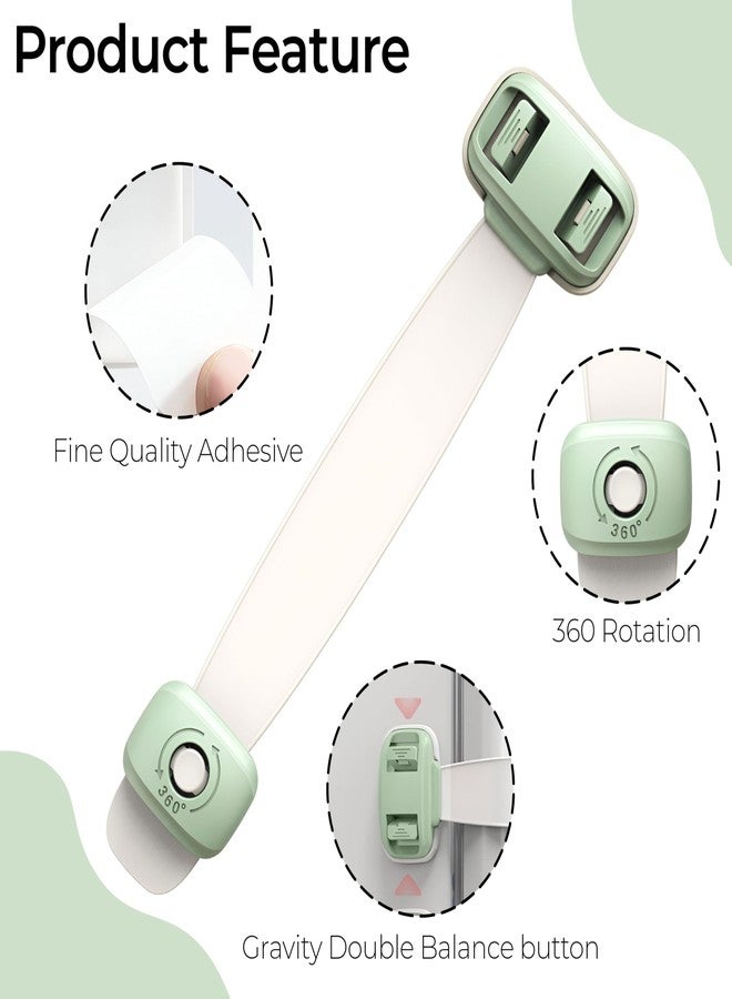Bembika Furniture Safety Locks for Kids, Child Safety Lock for Fridge, Drawers, Cupboard, Cabinet, Window Safety for Baby and Toddlers Multi Utility Lock and Buckle Lock Combo Green - 2Pcs - Image 4
