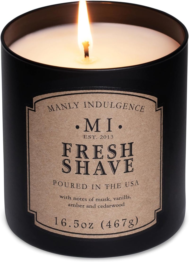 Manly Indulgence Fresh Shave Candle With Notes of Musk, Vanilla, Amber and Cedarwood (16.5 Oz) - Image 3