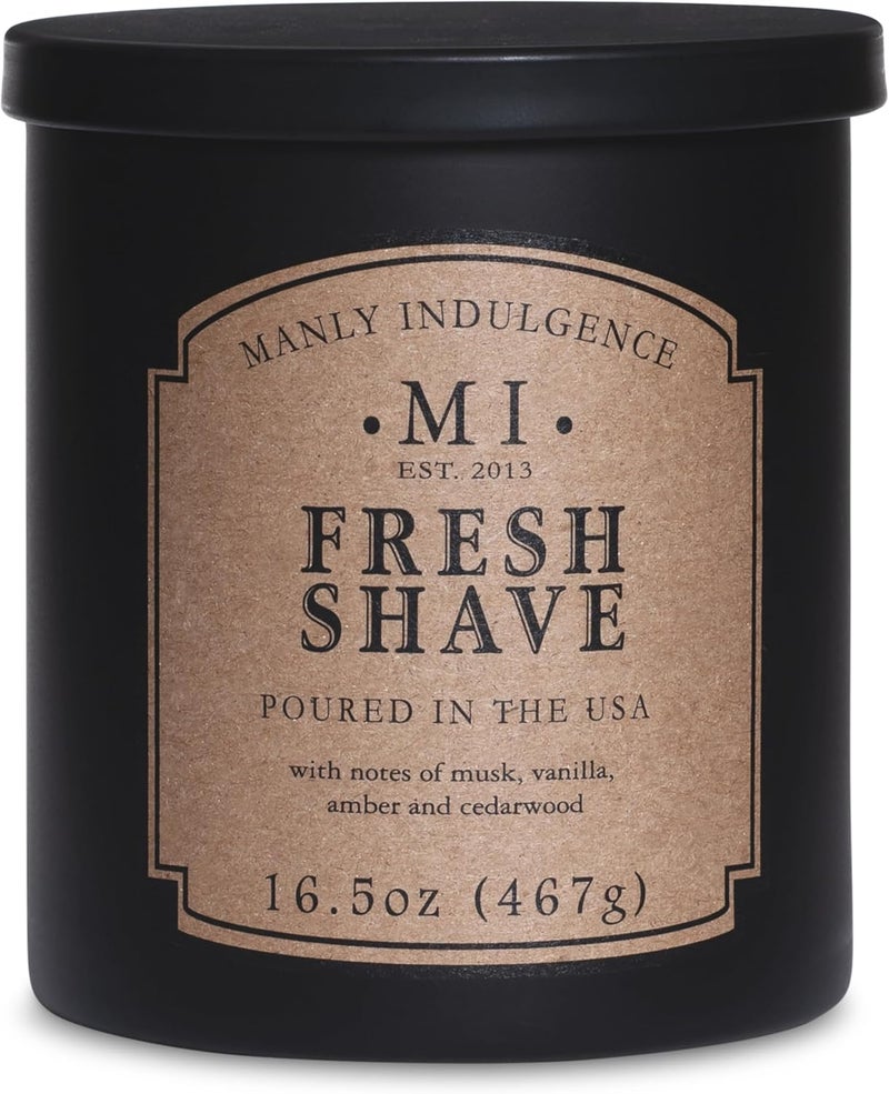 Manly Indulgence Fresh Shave Candle With Notes of Musk, Vanilla, Amber and Cedarwood (16.5 Oz) - Image 1
