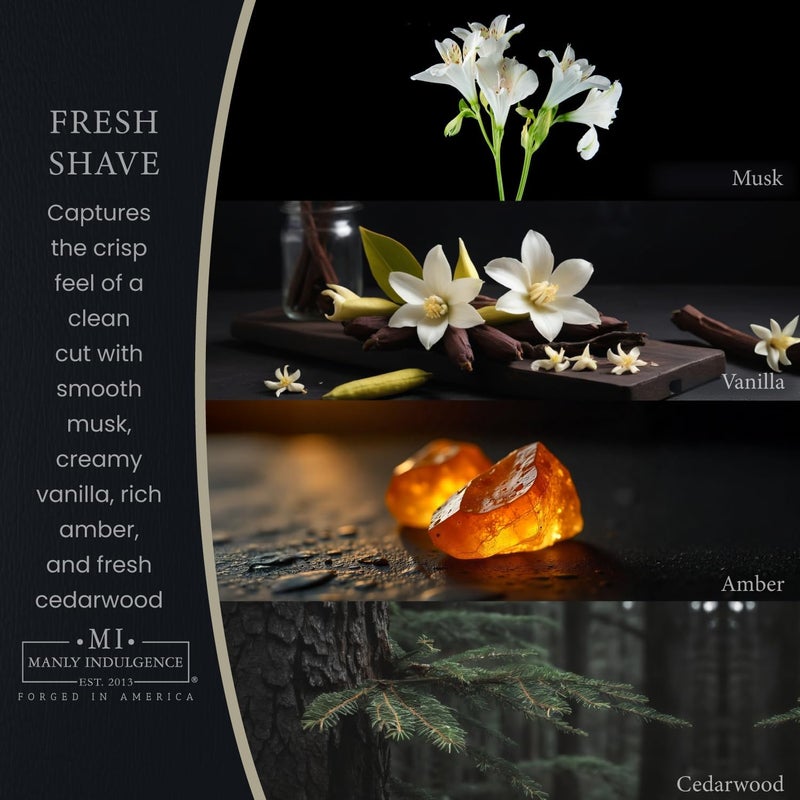 Manly Indulgence Fresh Shave Candle With Notes of Musk, Vanilla, Amber and Cedarwood (16.5 Oz) - Image 2