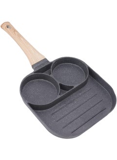 Gladnes Gladnes 3 in 1 Egg Frying Pan NonStick Small Egg Poacher Half Fry Egg Pan Omelette Uttapam Pancake MultiCavity Pan Wooden Handle Gas Stove Compatible  - Image 1