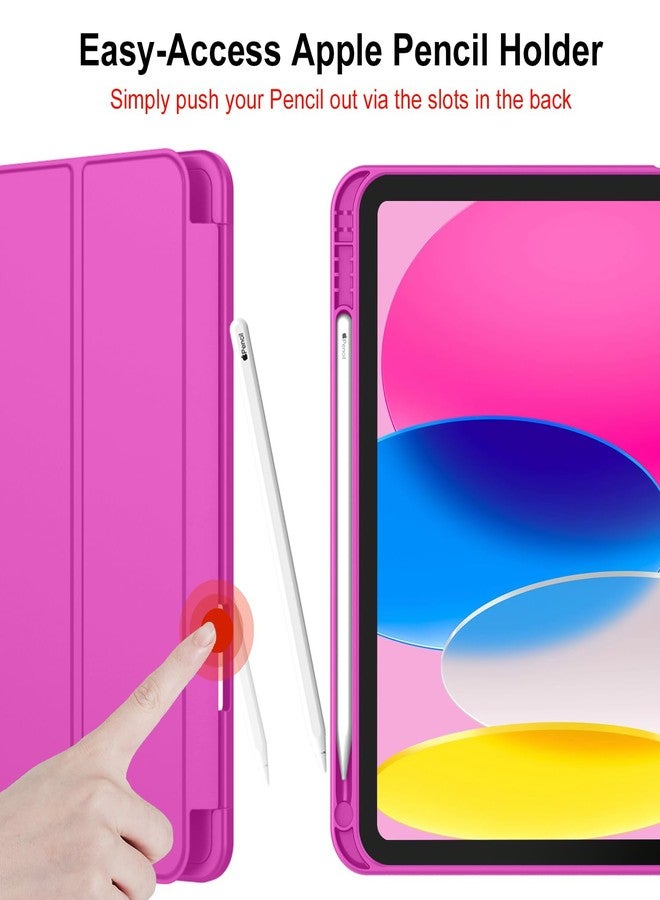 iMieet جراب iMieet الجديد لجهاز iPad من الجيل العاشر 2022 مقاس 10.9 بوصة مع حامل قلم، جراب ذكي ثلاثي الطي مع ظهر TPU ناعم، خاصية التشغيل/الإيقاف التلقائي (لون وردي داكن) - Image 5