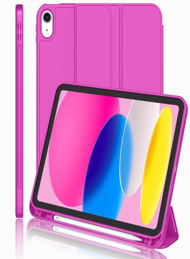 iMieet جراب iMieet الجديد لجهاز iPad من الجيل العاشر 2022 مقاس 10.9 بوصة مع حامل قلم، جراب ذكي ثلاثي الطي مع ظهر TPU ناعم، خاصية التشغيل/الإيقاف التلقائي (لون وردي داكن) - Image 1