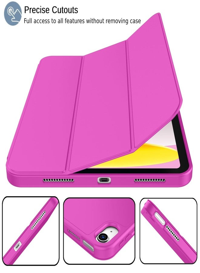 iMieet جراب iMieet الجديد لجهاز iPad من الجيل العاشر 2022 مقاس 10.9 بوصة مع حامل قلم، جراب ذكي ثلاثي الطي مع ظهر TPU ناعم، خاصية التشغيل/الإيقاف التلقائي (لون وردي داكن) - Image 2