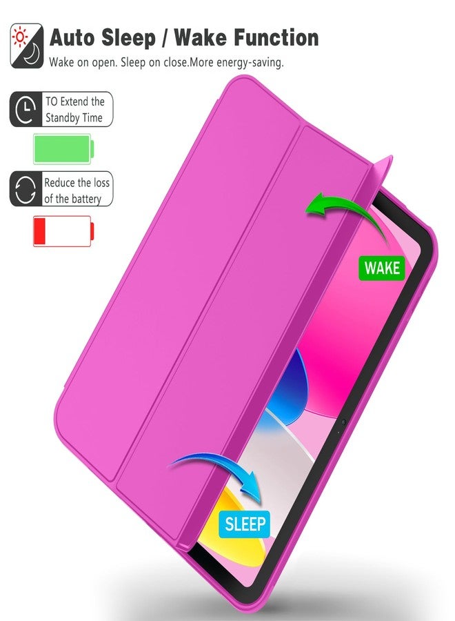 iMieet جراب iMieet الجديد لجهاز iPad من الجيل العاشر 2022 مقاس 10.9 بوصة مع حامل قلم، جراب ذكي ثلاثي الطي مع ظهر TPU ناعم، خاصية التشغيل/الإيقاف التلقائي (لون وردي داكن) - Image 3